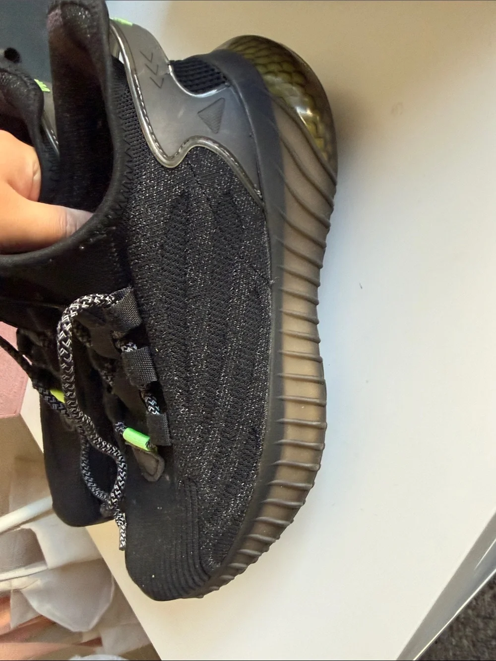 Men's Black Athletic Sneakers with Green Accent